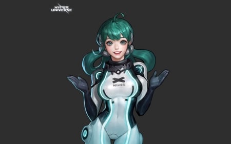 Hyper Universe - Yuna - characters, gray background, boyeon won, hyper universe, video games, yuna