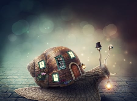 :-) - house, creative, fantasy, snail