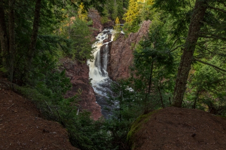 Brownstone Falls - Tranquil, Sunset, Pines, Waterfall