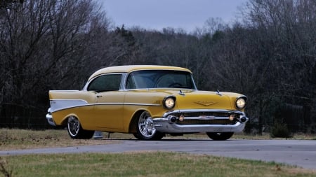 1957-Chevrolet-Bel-Air-Resto-Mod - classic, bowtie, muscle, yellow