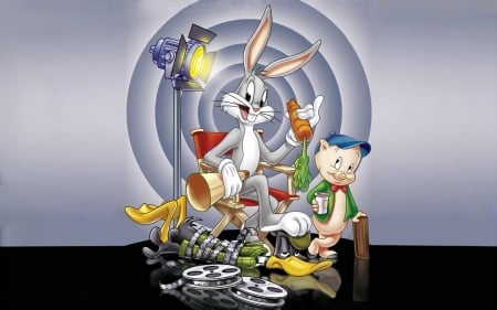 looney tunes - bugs, porky, bunny, pig