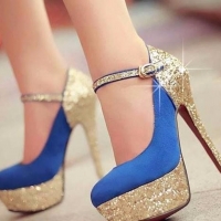 Blue And Gold Stilettos