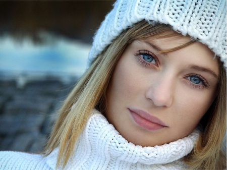 Blue Eyes And White Hat - Woman, Female, People, Pretty, Models