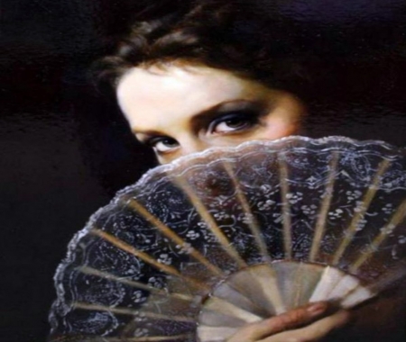 Women With Hand Fans - women, models, people, female, hand fans