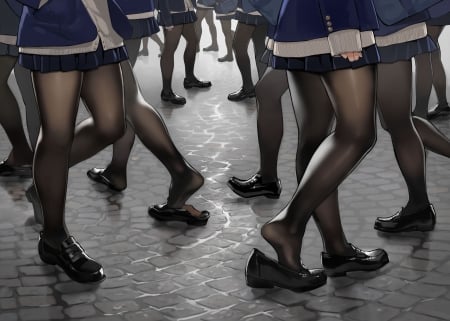 :-) - shoes, black, manga, anime, legs, school, girl