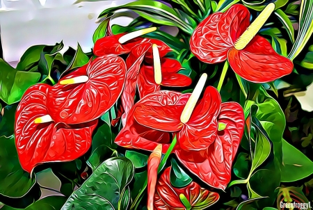 RED ANTHURIUM FRACTAL - RED, FRACTAL, ABSTRACT, FLOWERS