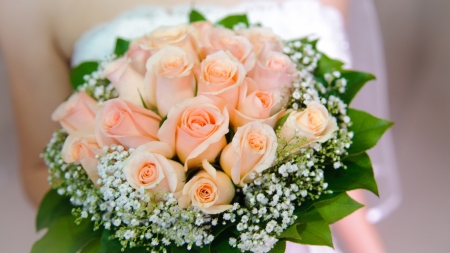 Gentle Bouquet - flowers, roses, cream, nature, bouquet