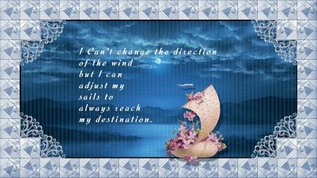 The Wind - quilt, Text, blue, sailboat