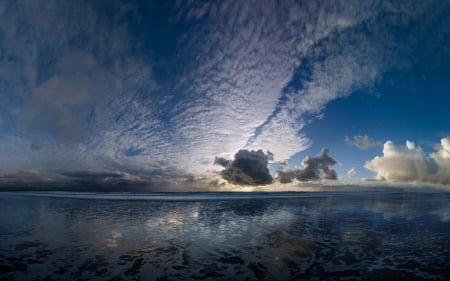 Sunset - clouds, sea, sunset, beach