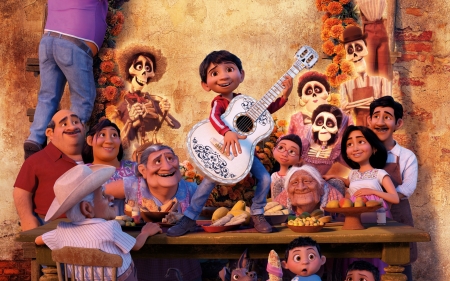 Coco - guitar, boy, instrument, people, poster, movie, disney