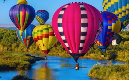 balloons - fun, nature, balloons, lake, cool