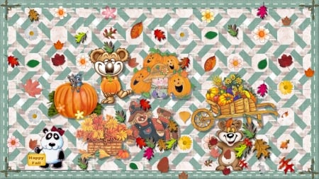 Fall-A-Flutter - flowers, bears, pumpkins, leaves