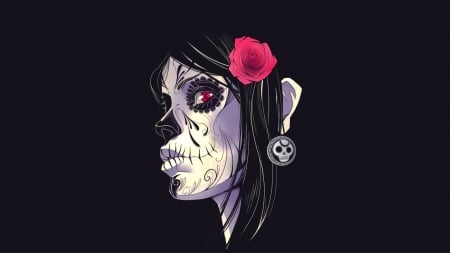 Rose Sugar Skull - Firefox Persona theme, horror, Halloween, Night of the Living Dead, scary