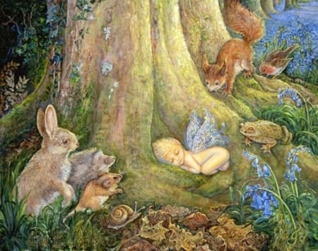 Wonderful  Woodland - Bunnies, Animals, Fairy, Wonderful, Fantasy, Woodland, Baby, Abstract