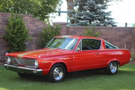 1966 Plymouth Barracuda 273ci V8 3-Speed Automatic - Muscle, Car, Barracuda, Plymouth, Red, Old-Timer