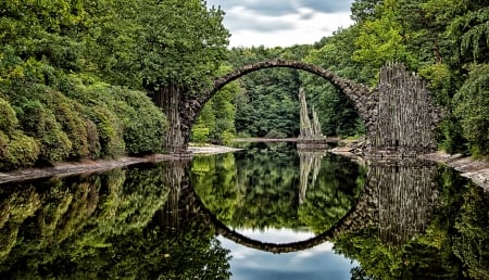 Bridge Arch - arch, trees, reflection, river, water, bridge