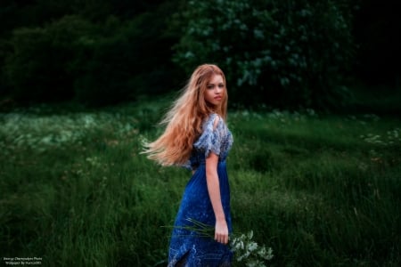 Beautiful-Russian-Models-100 - dress, blue, green, model