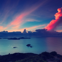 Amazing Sunset Clouds Over Sea