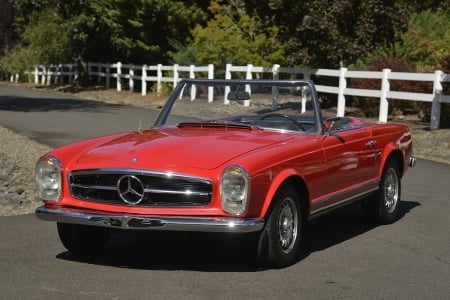 1966 Mercedes-Benz 230SL 2-Door Convertible 2.3 4-Speed Automatic - sports, mercedes, automatic, 4-speed, car, red, old-timer, benz, convertible, 230sl, 2-door