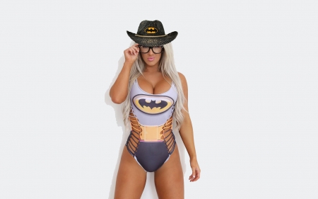 You Need A Hero . . - women, fun, female, hats, fashion, models, western, girls, comic, cowgirl, style, fantasy, blondes, marvel, Lacey Kay Somers