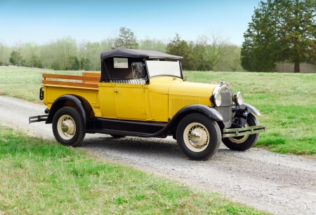 1929-Ford-Model-A-Roadster-Truck - model a, ford, yellow, classic