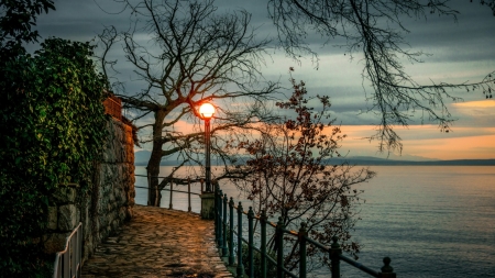 â™¥lovely sunsetâ™¥ - shore, trees, bay, croatia