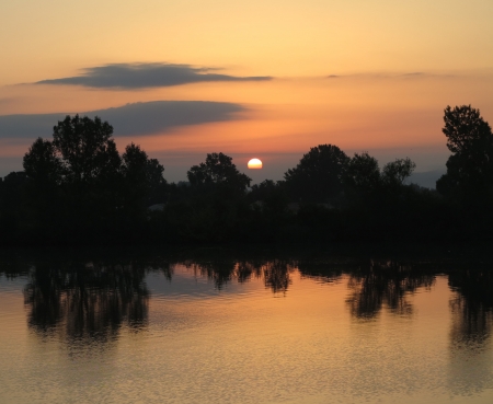 Sunrise on the Rhone 3 - River, Sunrise, France, Rhone