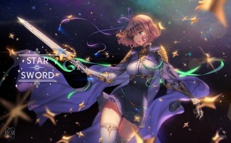 Star Sword - pretty, star, fantasy, girl, sword, orginal