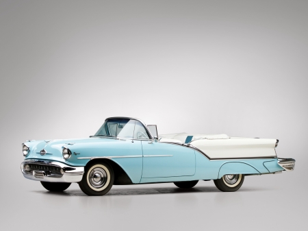 1957-Oldsmobile-Super-88-Convertible - Olds, GM, Lite Blue, Classic