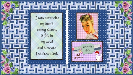 Heart On My Sleeve - quilt, text, flowers, woman