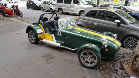 Unknown Type of Car in Paris - Car, France, Paris, Classic, Green