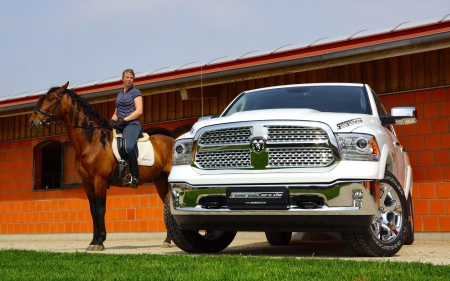 Too Bad It's Not A Chevy . . - women, pickup, fun, female, western, truck, girls, cowgirl, style, outdoors, horses, blondes, barn, ranch