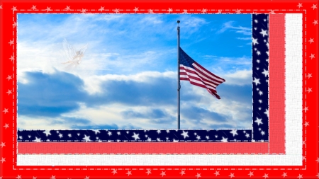 In Memory Of The Fallen - sky, flag, angel, usa