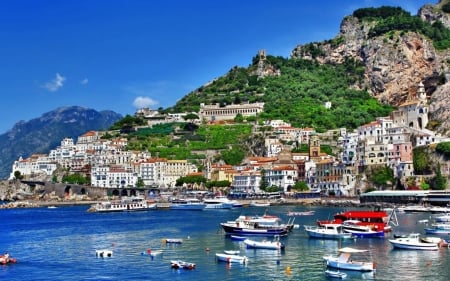 Salerno_Italy - boats, nature, Salerno, Italy, sea, mountains, houses