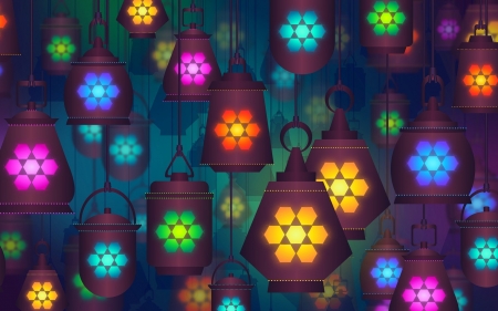 Lanterns - laterns, colorful, colors, lights