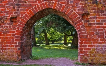 Gate - gate, park, brick, wall