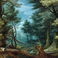 Forest Landscape with Deer Hunting