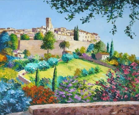 Saint Paul de Vence - jean marc janiaczyk, painting, art, luminos, pictura, saint paul de vence