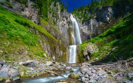 Comet Falls, Mount Rainer Nat'l Park, Washington - waterfalls, mountains, usa, nature