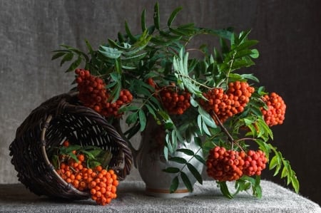 VASE OF BERRIES - VASE, IMAGE, NATURE, BERRIES