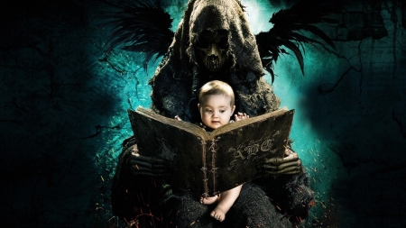 bedtime story - boy, grim, reaper, book