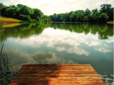 Dudmaston Hall Pool - pier, hall, pool, dudmaston