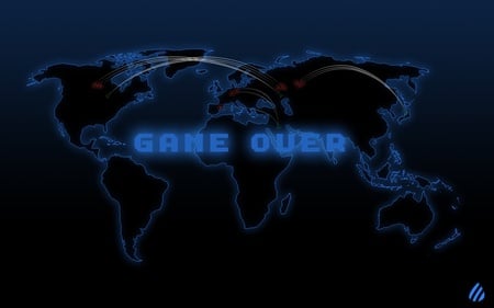 Game Over - suicide, abstract, war, 3d, nuclear, blue, world