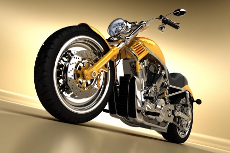 Metal Motorcycle - sport, metal, yellow, bike, motorcycle