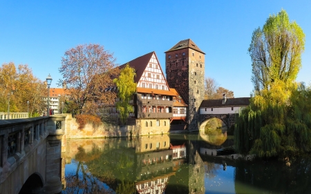 Nuremberg, Germany - water, Germany, Nuremberg, houses, architecture