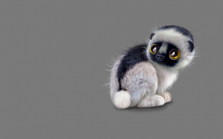 Baby lemur fantasy - animal, white, black, grey, nefantano, cute, baby, milota, creature, child