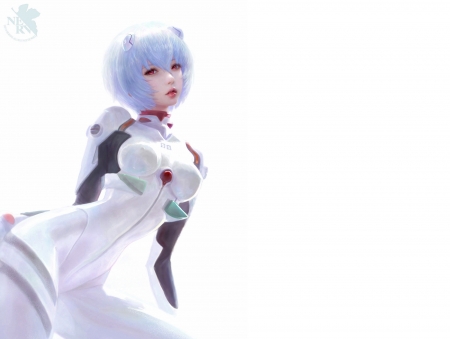 Ayanami Rei - ruoxin zhang, fantasy, white, blue, ayanami rei, girl, pink, luminos