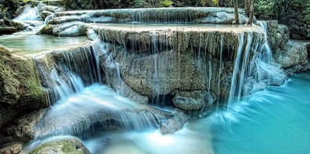 Erawan National Park, Thailand - Fails, Waterfall, River, Forest, Thailand