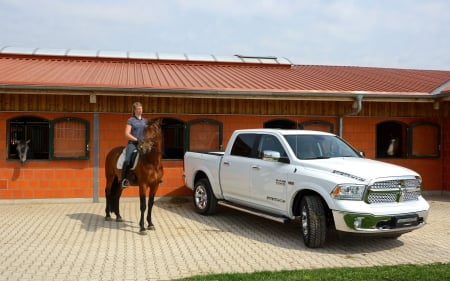 Ranch Life . . - girls, women, style, fun, models, female, cowgirl, truck, dodge, outdoors, western, pickup, horse, blondes, ranch