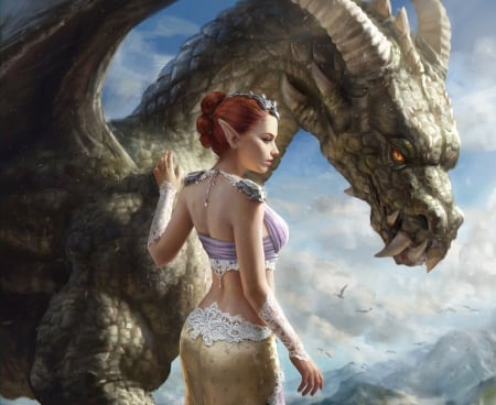 Calatona - anotherwanderer, fantasy, legend of the cryptids, dragon, calatona, luminos, girl, art